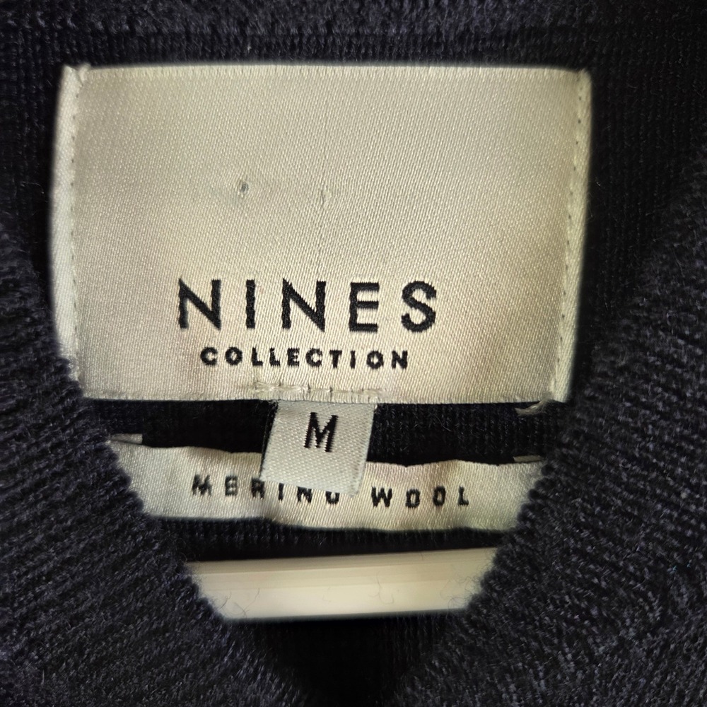 Nines Collection Mens Merino Wool Navy Blue Button Front Cardigan Sweater M - Picture 3 of 4